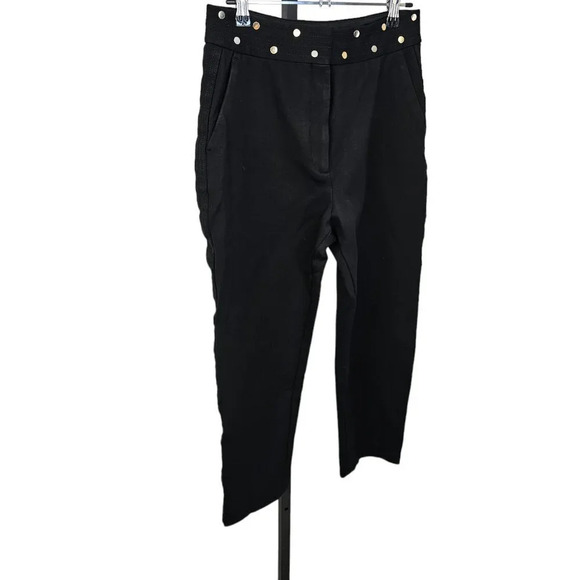 Sandro Paris Womens High Waisted Crop Straight Leg Pants Studded Waist  Size M - Picture 4 of 10
